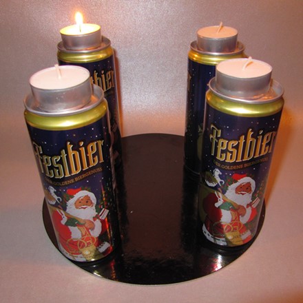 Adventskranz aus Festbierdosen